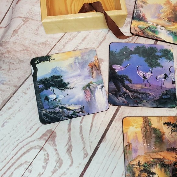Enhance Your Home Décor with a Set of 6 Decorative Coasters Featuring Beautiful - Picture 12 of 12
